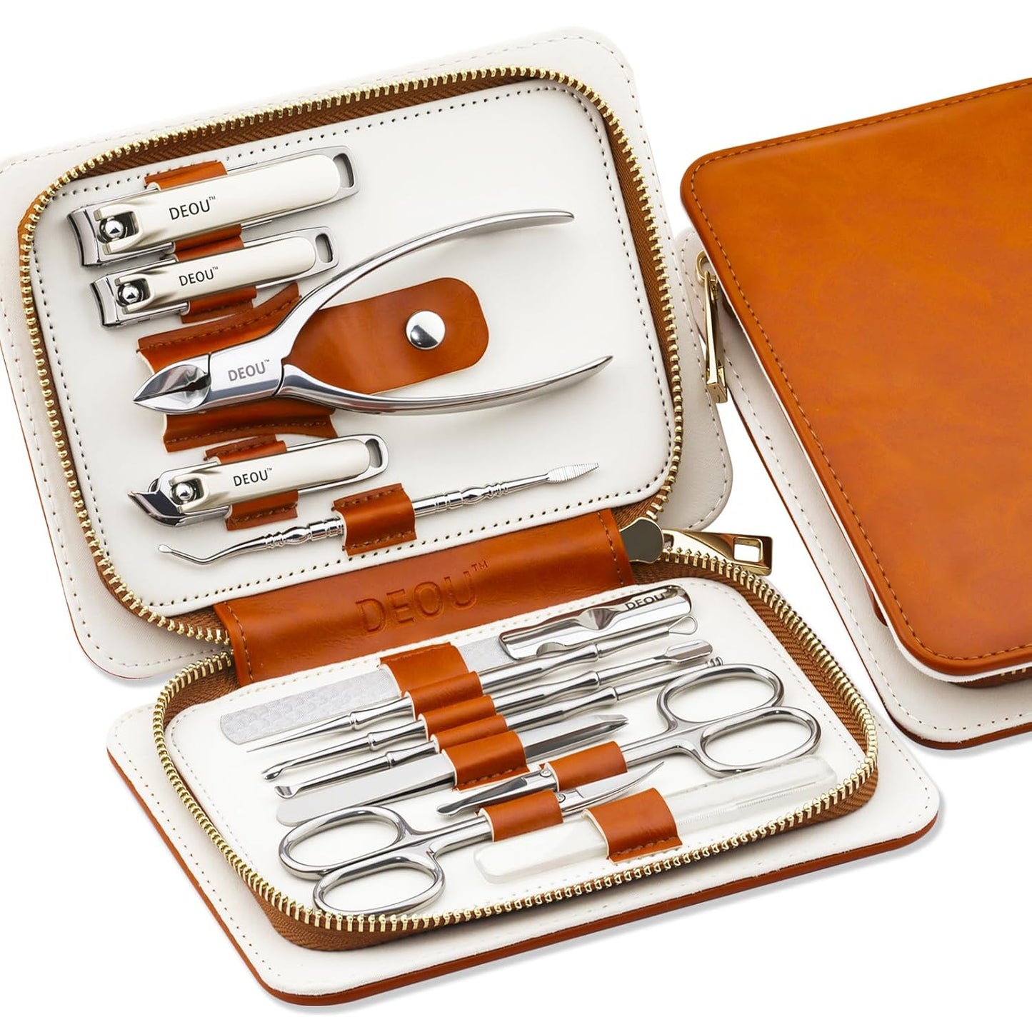 13pcs Women Nail Grooming Kit Stainless Steel Professional Manicure Set Nail Care Tools with Luxurious Portable Travel Case Gift