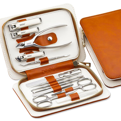 13pcs Women Nail Grooming Kit Stainless Steel Professional Manicure Set Nail Care Tools with Luxurious Portable Travel Case Gift