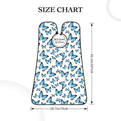 Professional Beard Bib, Non-Stick Hair Catcher Apron Waterproof, Shaving Grooming Essential for Men Dad, Watercolor Butterflies Blue Butterfly Shave Bib