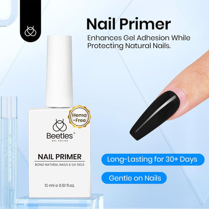 Beetles 3Pcs Gel Nail Glue Nail Dehydrator and Primer, Professional Nail Prep Acid-Free & Hema-Free Dehydrate Bond Primer 9 in 1 Gel Glue Kit for Press On Nails Nail Tips Nail Extension Gifts for Her