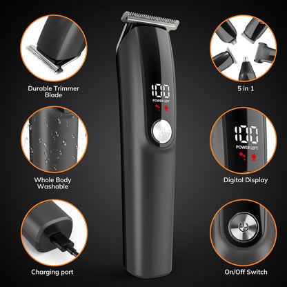 Beard Trimmer for Men Hair Clippers - 6 in 1 Professional Grooming Kit Cordless Hair Clipper Trimmers Set Waterproof,Electric Shaver Razor for Face Nose Body Mustache