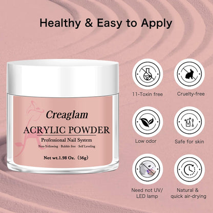 Acrylic Powder for Nail 56g: 2oz Peach Pink Acrylic Powder Large Capacity Professional for 3D Art Carving French Extension - DIY Nail Carving Long-Lasting No Needed Lamp