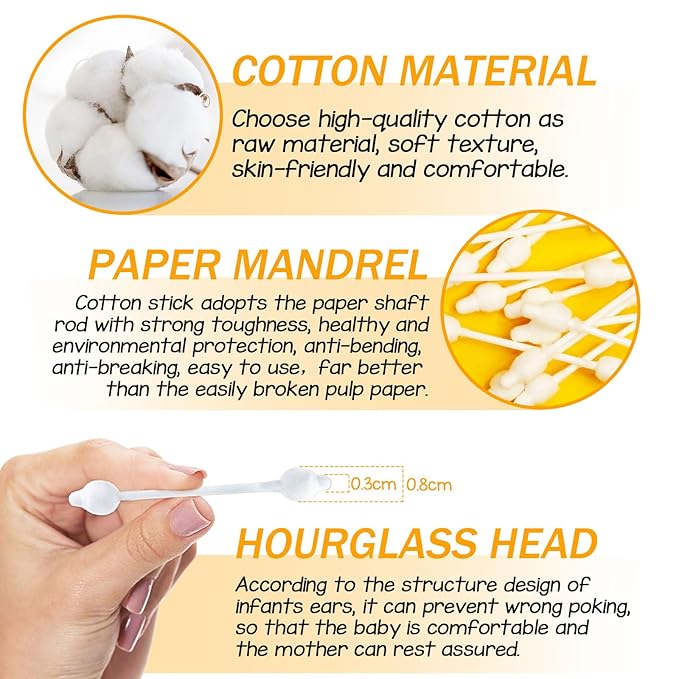 Baby cotton swabs with large