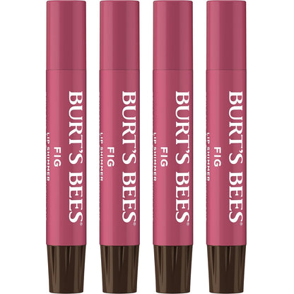 Burt's Bees Shimmer Lip Tint Set, Tinted Lip Balm Stick, Moisturizing for All Day Hydration with Natural Origin Glowy Pigmented Finish & Buildable Color, Fig (4-Pack)