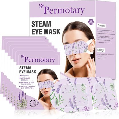 20 Packs Steam Eye Masks for Dry Eyes and Puffiness,Disposable Heated Eye Mask Warm Compress for Eyes,Relief Eye Fatigue Hot Sleep Mask for Men Women,Lavender