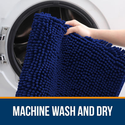 OLANLY Bathroom Rugs 50x30, Extra Soft Absorbent Chenille Bath Rugs, Rubber Backing Quick Dry, Machine Washable Bath Mats for Bathroom Floor, Tub and Shower, Home Decor Accessories, Navy