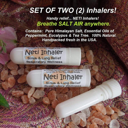 Urban ReLeaf NETI Salt Air Relief INHALERS! Set of Two (2) Sinus & Lung, Himalayan & Botanicals! Respiratory Wellness. Healing Aromatherapy. Energizing! Colds, Asthma, Cough, Bronchitis 100% Natural