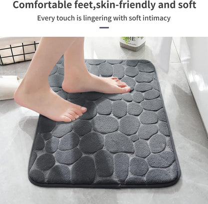 YIHOUSE Bathroom Mat Rug, Memory Foam Bath Mat, Non-Slip Bathroom Floor Mats, Cobblestone Bath Mats Absorbent Bath Rugs Washable Quick Dry (17x24,Dark Gray)
