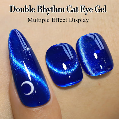 Double Rhythm 0.5 OZ Cat Eye Gel Polish with Magnet 15ML Holographic Glitter Shimmer Translucent Jelly Color Magnetic Nail Polish Salon DIY at Home (MC1078)