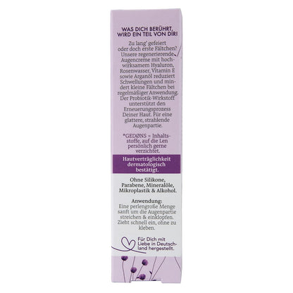 Smoothing Eye Cream with hyaluronic acid by Jean&Len, rose water and vitamin E, against wrinkles and puffy eyes, minimizes dark circles, vegan, 0.5 Fl. Oz.
