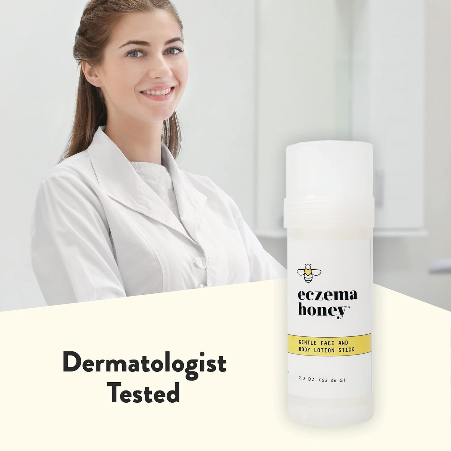 ECZEMA HONEY Gentle Face & Body Lotion Stick - Moisturizing Colloidal Oatmeal Hand Cream for Extremely Dry Skin - Eczema Lotion Helps Psoriasis, Dermatitis & More (2.2 Oz)