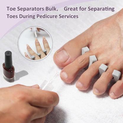 600 Pcs Toe Separators for Women Pedicure, Soft Foam Finger Divider Spacer Set, Nail Polish Art Painting Pedicure Supplies Suitable for Spa Salon Beauty Foot Therapy, Gray
