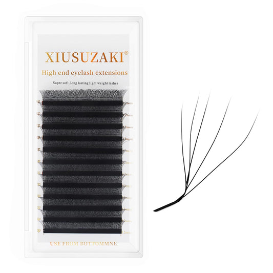 W Lash Extensions 5D Eyelash Extensions W Shape 0.07mm Thickness L Curl 12mm Premade Fans W Lashes Individual Lashes Matte Black 12 Rows False Eyelashes Volume Lashes(W-5D-0.07-L,12mm)