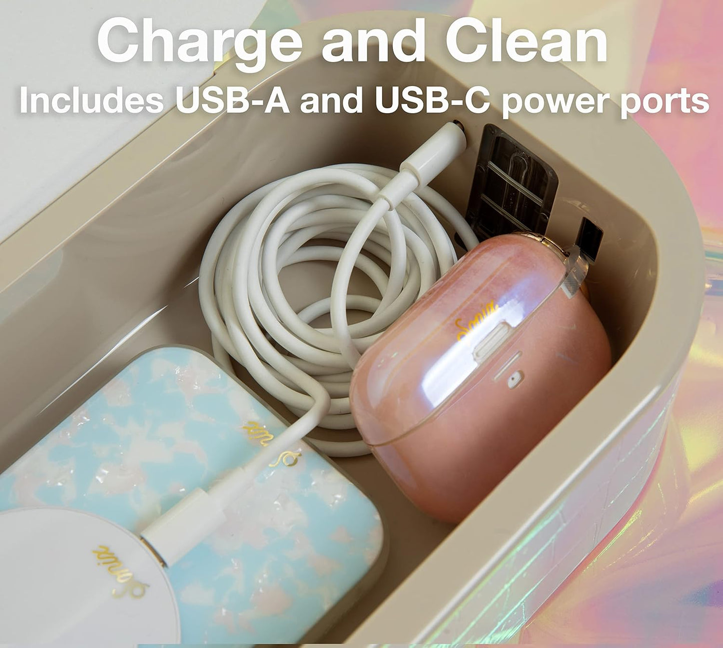 Sonix Beyond UV+O3 Sanitizer Box and Universal Charger UV and Ozone Disinfector for Phone, Mask, Makeup Brush, Nail Tool (Gold)