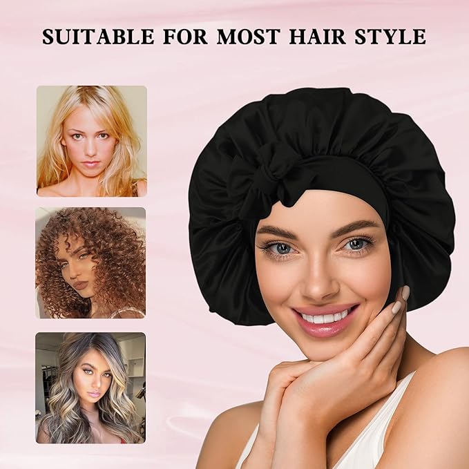 3pcs satin bonnet silky bonnet