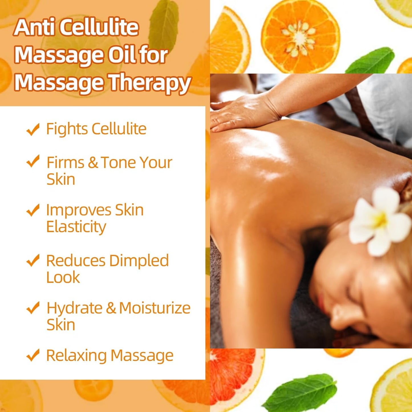 Anti Cellulite Oil Massage Oil for Massage Therapy,Body Oil for Skin Tightening & Cellulite Remover in Thighs and Butt,Cellulite Treatment Massage Oil,Assists with Firming,Toning & Moisturizes Skin