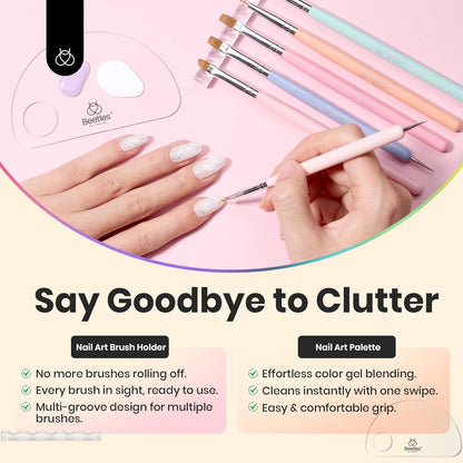 Beetles Gel Polish Nail Art Liner Brushes 5Pcs Painting Art Design Pen Set Diamond Application Rhinestone Handle Drawing Nail Art Brushes Tools Sizes 5/6/11/20/25mm Nail Art Design Gift for Women