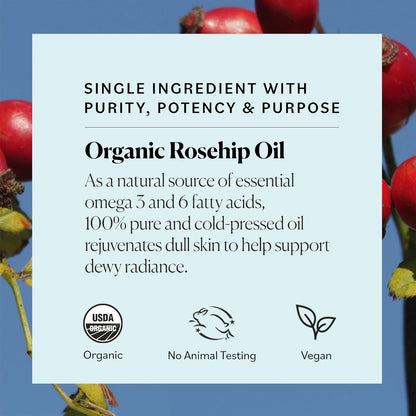 Sky Organics Organic Rosehip Oil (1oz) Cold-Pressed Rosehip Seed Oil, Anti-aging Face Oil, Antioxidant Face Oil, 100% Pure Anti-Aging Rosehip Seed Oil for Radiant Skin, Hair and Acne