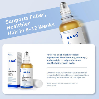 Hair Growth Serum Roll-On 30ml | Patented Blend with 3% Rosemary, 3% Redensyl, 2% AnaGain, Biotin & Niacinamide | No-Rinse, Fast-Absorbing | For Thinning Hair & All Hair Types (1.01 Fl Oz (Pack of 1))
