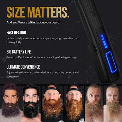 The Beard Struggle Carbon X - Heated Beard Brush + Beard Straightener for Men - Cordless Beard Brush & Straightening Comb - Rechargeable, 3 Heat Settings, Micro-Fibre Protective Sleeve Included