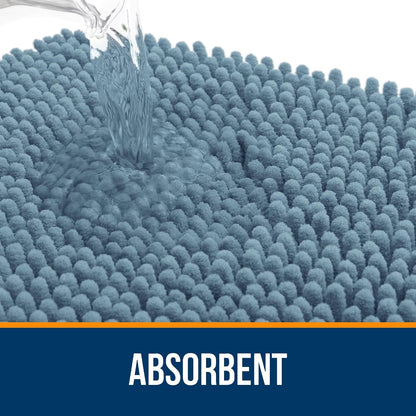 OLANLY Bathroom Rugs 59x20, Extra Soft Absorbent Chenille Bath Rugs, Rubber Backing Quick Dry, Machine Washable Bath Mats for Bathroom Floor, Tub and Shower, Home Decor Accessories, Airy Blue