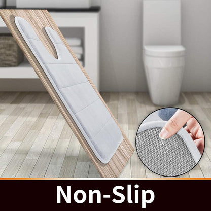 Yimobra Memory Foam Toilet Bath Mat U-Shaped, Commode Contour Rug, Soft and Comfortable, Super Water Absorbent, Non-Slip, Thick, Machine Wash Bathroom Commode Contour Rug, 24 X 20 Inches, Silver