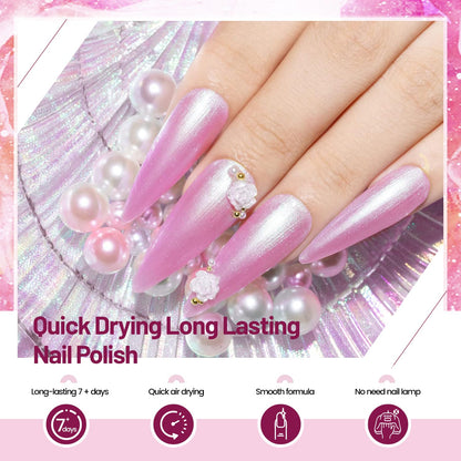 10ml 6 Colors Red Glitter Nail Polish Set Glitter Rose Red Pink Deep Purple Series Nail Polish Gifts for Women