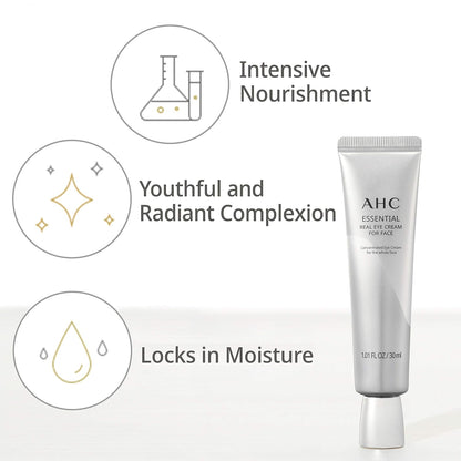 AHC Aesthetic Hydration Cosmetics Facial Moisturizer Essential Eye Cream for Face AntiAging Hydrating Korean Skincare OZ, 0.33 Ounce