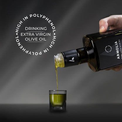 ARMOLIA 6-Pack Olive Oil Extra Virgin, Cold Pressed, Early Harvest, High Polyphenol (<400mg/kg), Low Acidity (0.14%), 2025 Gold Award Winner, Drinking Premium Glass Bottle EVOO ( 6 Pack x 500mL, 101.4 Oz )