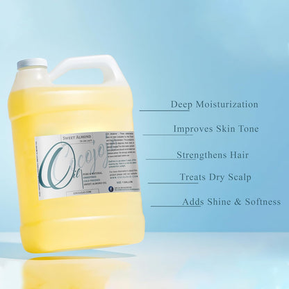 Sweet Almond Oil - Face Skin Hair Cold Pressed 1 Gallon Natural Pure Massage Extra Virgin Unrefined