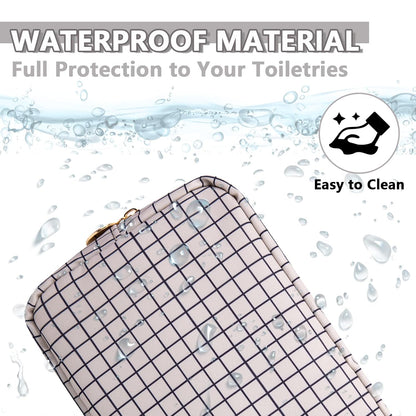 Small Makeup Bag Pouch for Purse，Nylon Travel Toiletry Storage Bag Preppy Checkered Cosmetic Bag for Women Girls，Waterproof Makeup Organizer Bag Pouch Skincare Bag with Zipper (Small-Checkered)