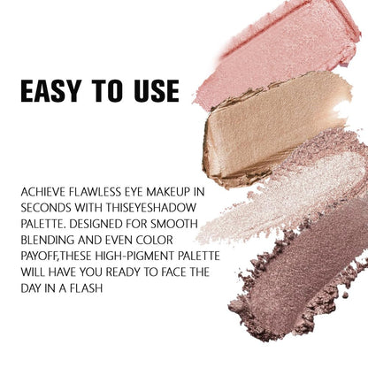 Kaely Powder Eyeshadow Quad, Rose Gold Pink Glitter Eyeshadow Palette Makeup, Neutral Eye Shadow Palette for Older Women Pigmented Waterproof, sombras para ojos, Blendable, Cruelty-free, 06