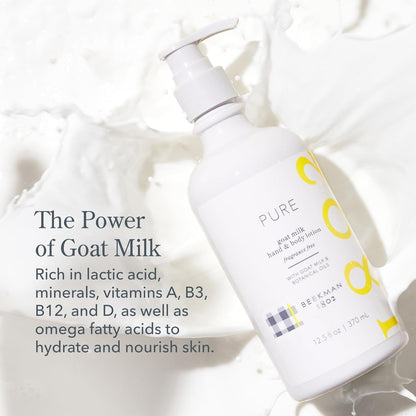 Beekman 1802 Goat Milk Lotion - Hydrates, & Softens Dry Skin, Body and Hand Lotion - With Shea Butter & Jojoba Oil - Lightweight, Non-Greasy, Cruelty-Free
