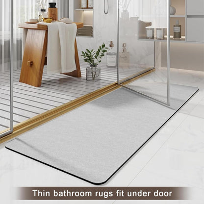 Diatomaceous earth bath mat Bathroom Rugs Sets 3 Piece Super Absorbent Quick Dry Bath Mats, Rubber Non Slip Shower Mat and Toilet Mat U Shape, Shower Rug for in Front of Bathtub Shower, Grey
