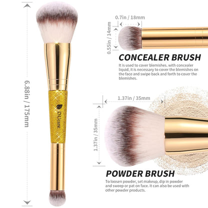 DUcare Powder Concealer Brush Foundation Makeup Brushes Double Ended Perfect for Rounded Taperd Liquid, Cream, Powder,Blending, Buffing