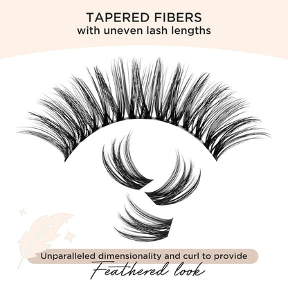 PopUp Lash Clusters 144 Pcs Cluster Lashes DIY Cluster Eyelash Extensions Mega Volume Reusable Individual Lashes Cluster Volume Look Super Thin Band & Soft(D17)