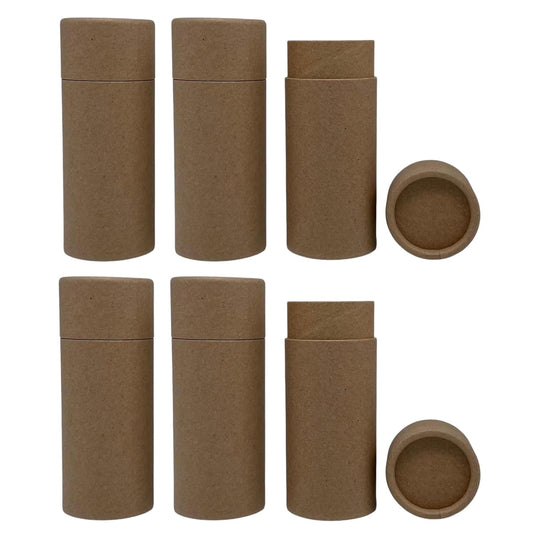 GreenWay 2.5oz / 70g Kraft Paperboard Deodorant Tubes with Lids - 6 Pack Solid Perfume Tubes Refillable DIY Cosmetic Containers - Deodorant Containers Lotion Tubes Empty Holder Tubes Kraft - Brown