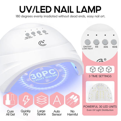 52pcs Gel Nail Polish Kit with U V light 35 Fall Colors Gel Nail Polish Set Cream Color Collection 5PC Top Base Coat Nail Art Manicure Kit for Beginners with Everything Gifts for Women