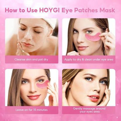 Under Eye Patches for Dark Circles, Puffy Eyes & Wrinkles, Collagen Gel Eye Mask with Vitamin C, Hyaluronic Acid Anti-Aging Eye Patches (12 pairs)