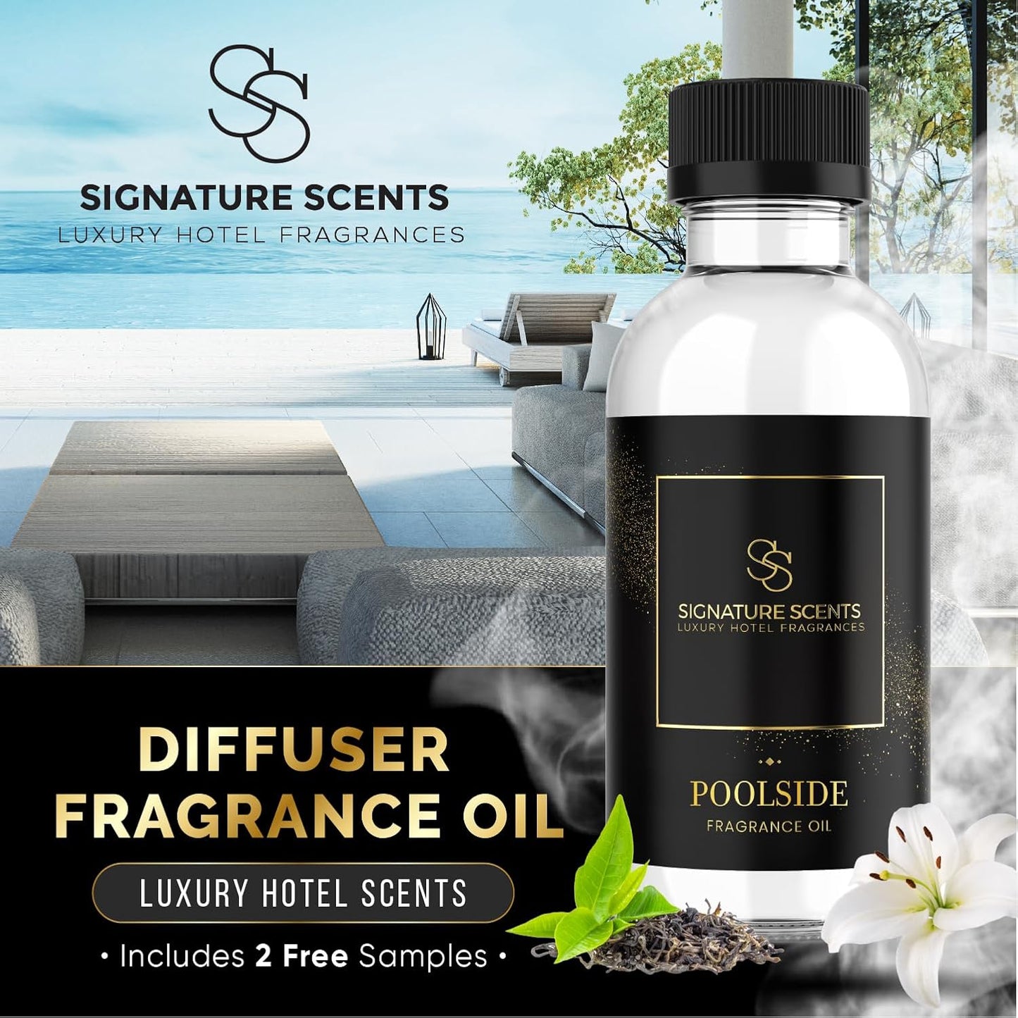 Luxury Hotel Fragrances - Hotel Fragrance Oil - Diffuser Oil Blends for Aromatherapy (Poolside) 4.05 Fl Oz (120ml)