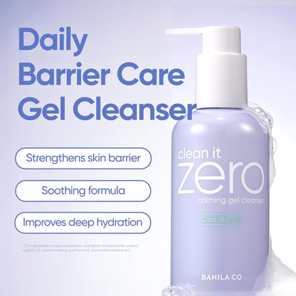 BANILA CO Clean It Zero Calming Gel Cleanser | Cica & Amino Acid Complex for Gentle Hydration | Vegan & Hypoallergenic | Korean Facial Cleanser for Sensitive Skin (200ml / 6.76 fl oz)
