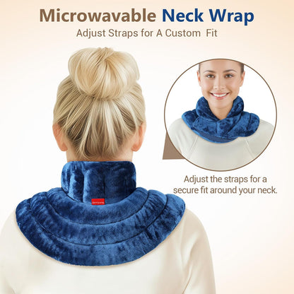 Comfytemp Neck Shoulder Heating Pad Microwavable for Pain Relief, 2.8lb Weighted Heated Neck Wrap Warmer, Microwave Moist Heating Pads, Warm Compress, Get Well Relaxation for Women Men Seniors