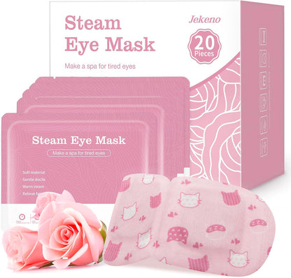 Jekeno Steam Eye Mask, 20 Packs Eye Masks for Dry Eyes Dark Circles and Puffiness, 40-60 Minutes Self Heated Steam Warm Eye Mask, Christmas Spa Gifts for Women