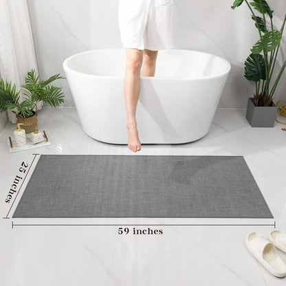 chakme Bathroom Rugs Mat 59x17, Ultra Thin Non Slip Bath Mat Runner Quick Dry Absorbent Bath Mat for Bathroom Floor, (Dark Grey, 59"x17")