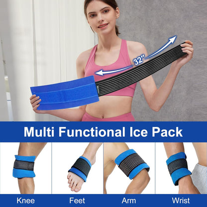 Reusable Ice Gel Pack for Injuries, Soft Cold Pack Ice Wrap Hot Cold Compress Alleviate Inflammation Joint Pain Muscle Soreness, Flexible & Adjustable for Shoulder Elbow Foot Ankle Knee Wrist Leg Neck