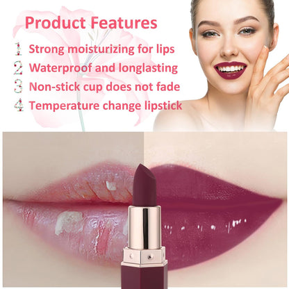 1 Pack Crystal Flower Jelly Lipstick,Magic Color Changing Lipstick,PH Clear Temperature Color Changing Lip Gloss,Lip Balm,Long Lasting Nourishing Moisturizing Lip Stick Set H06