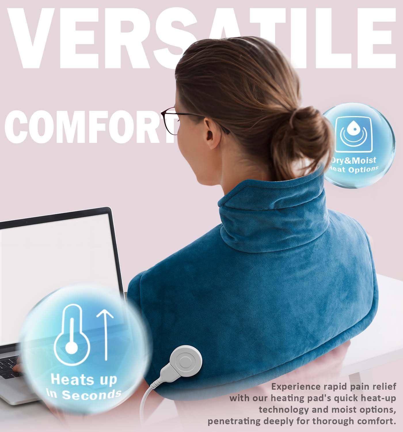 Heating Pad for Neck and Shoulder, 2lb Weighted Neck Heating Pad for Pain Relief, Fathers Day Birthday Christmas Gifts for Dad Men Women Mom, Dad Husband Gifts, 6 Heat Settings Auto-Off Home Office