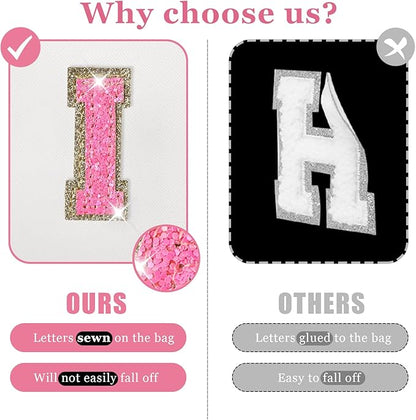 Initial letter patch makeup bag,