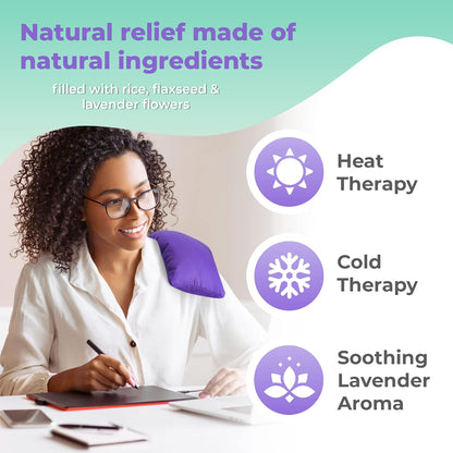 Microwavable Heating Pads for Lower Back and Shoulder - Microwave Hot Pack Heat Pad for Cramps - Heated Pad Therapy - 3 Packs Purple - Lavender Scent