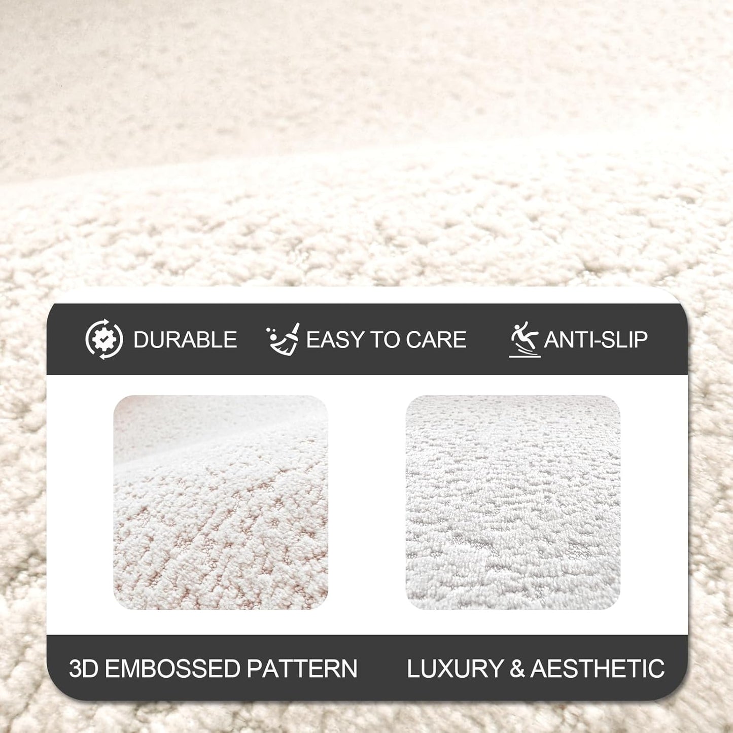 Bathroom Runner Rugs, Thin Absorbent Non-Slip Bath Mat, Quick Dry Low Pile Mats for Bathroom Floor Front of Bathtub,Shower Room,Sink,20"×47",White